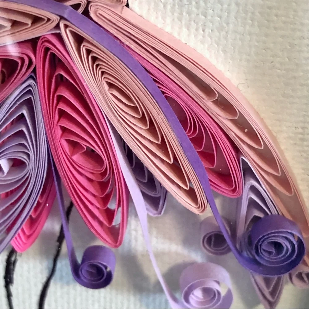 Handmade Quilled Art Ballerina framed pink purple 6 x 8 Quilling - Picture 6 of 11